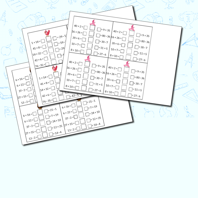 Карточки-вклейки вычисли и сравни по теме Устное сложение и вычитание в пределах 100