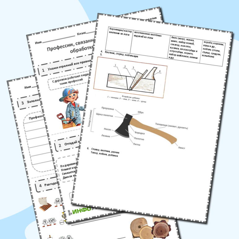 Профессии, связанные с производством и обработкой древесины, технология, 5 класс