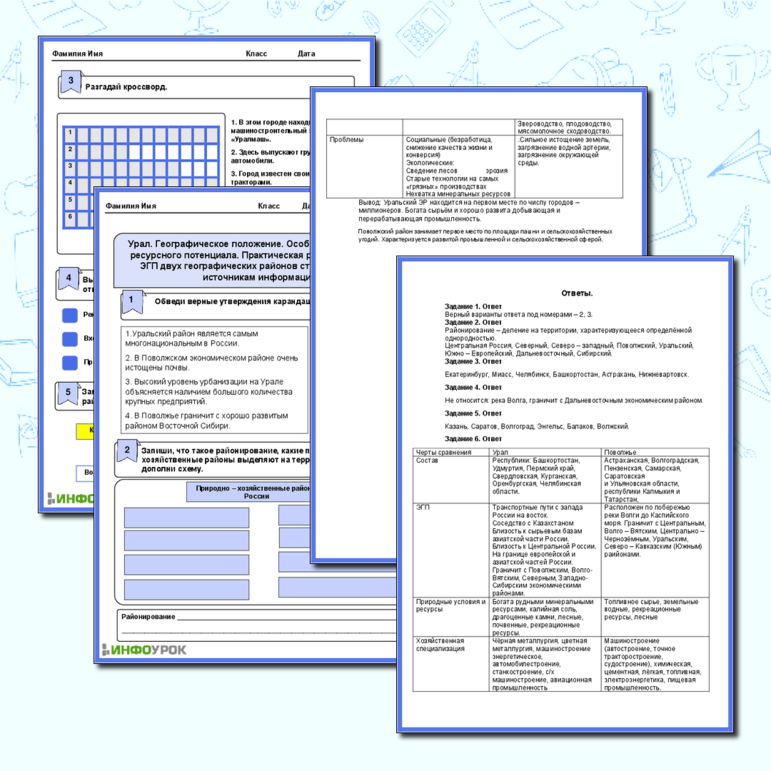 Рабочий лист «Урал. Географическое положение. Особенности природно-ресурсного потенциала. Практическая работа 