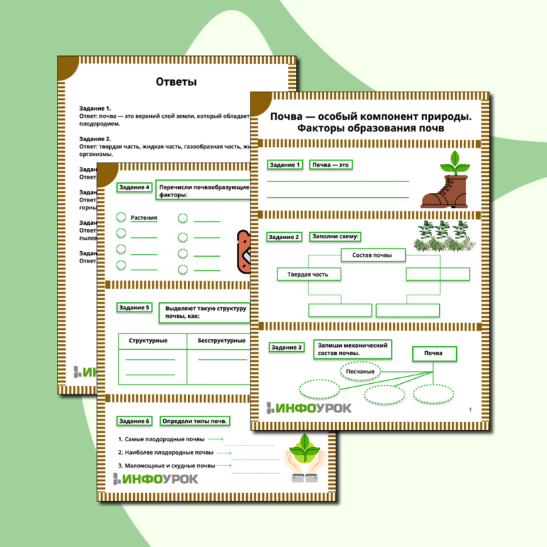 Рабочий лист Почва — особый компонент природы. Факторы образования почв.