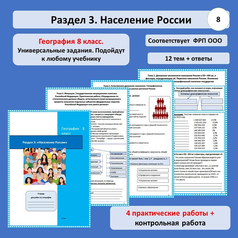 Комплект рабочих листов по теме «Раздел 3. Население России»