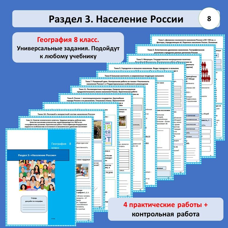 Комплект рабочих листов по теме «Раздел 3. Население России»