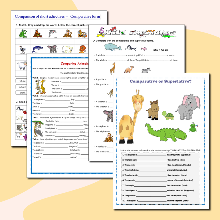 Степени сравнения прилагательных - Comparatives vs animals