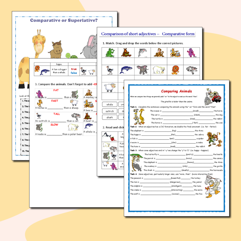 Степени сравнения прилагательных - Comparatives vs animals