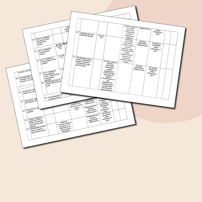 Развернутое календарно-тематическое планирование по литературе. 6 класс