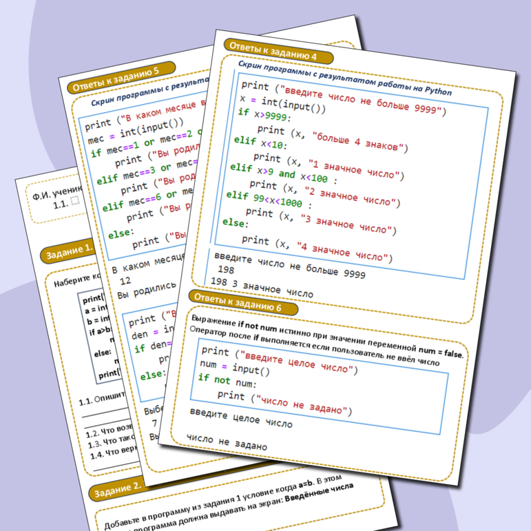 Рабочий лист Основы программирования на Python. Оператор условия If/else