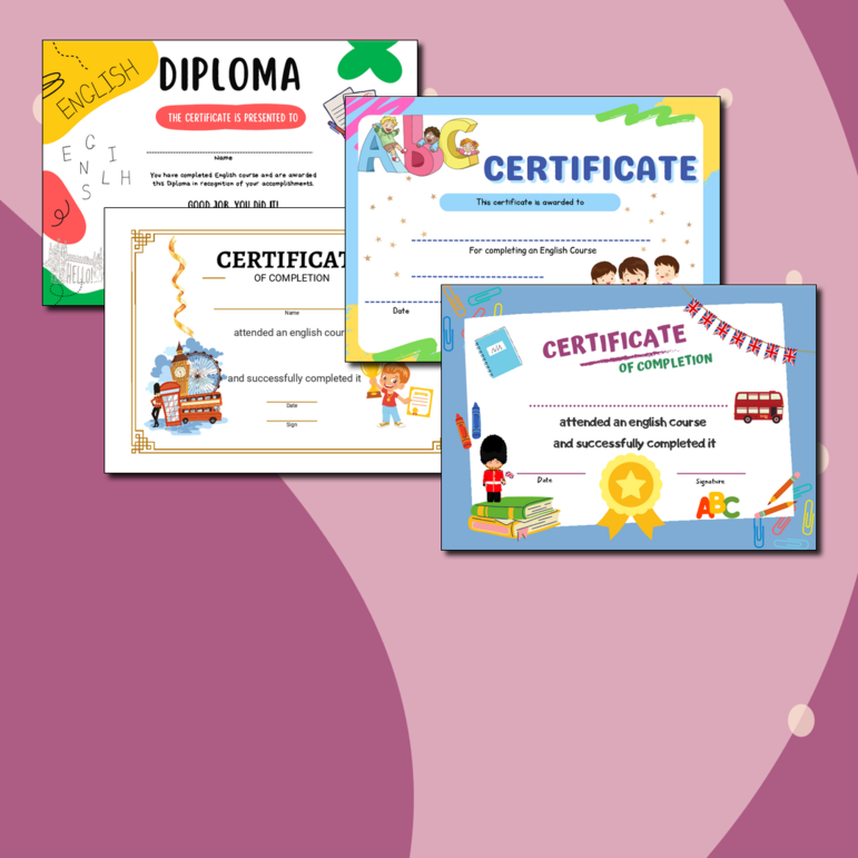Сертификаты для награждения учеников. Английский язык