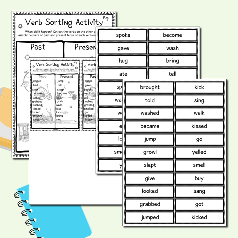 Verb sorting activity - past and present. Серия 3 листа