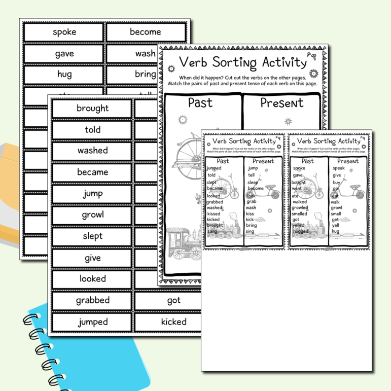 Verb sorting activity - past and present. Серия 3 листа