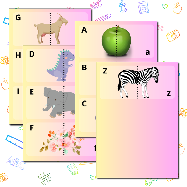 Карточки на соединение: английские заглавные и строчные буквы