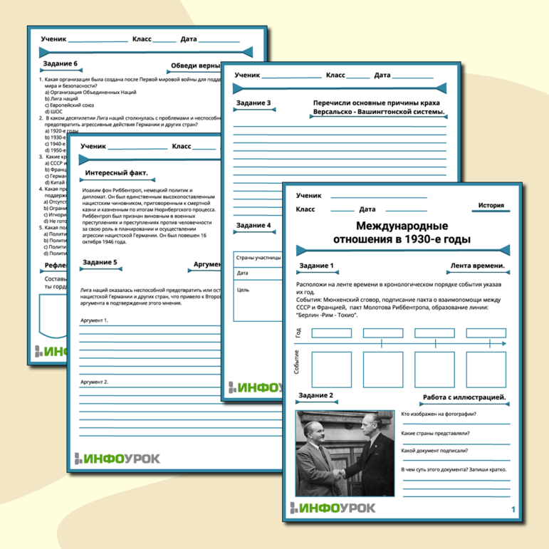 Рабочий лист по теме: Международные отношения в 1930-е годы.