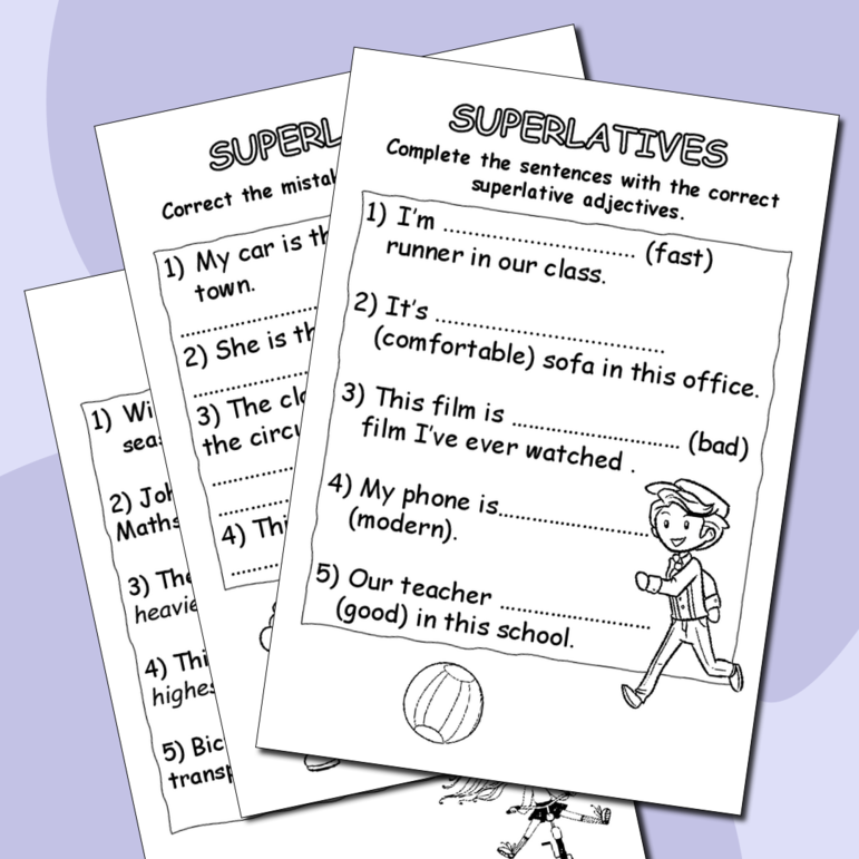 Superlative Adjectives рабочие листы для детей с ответами