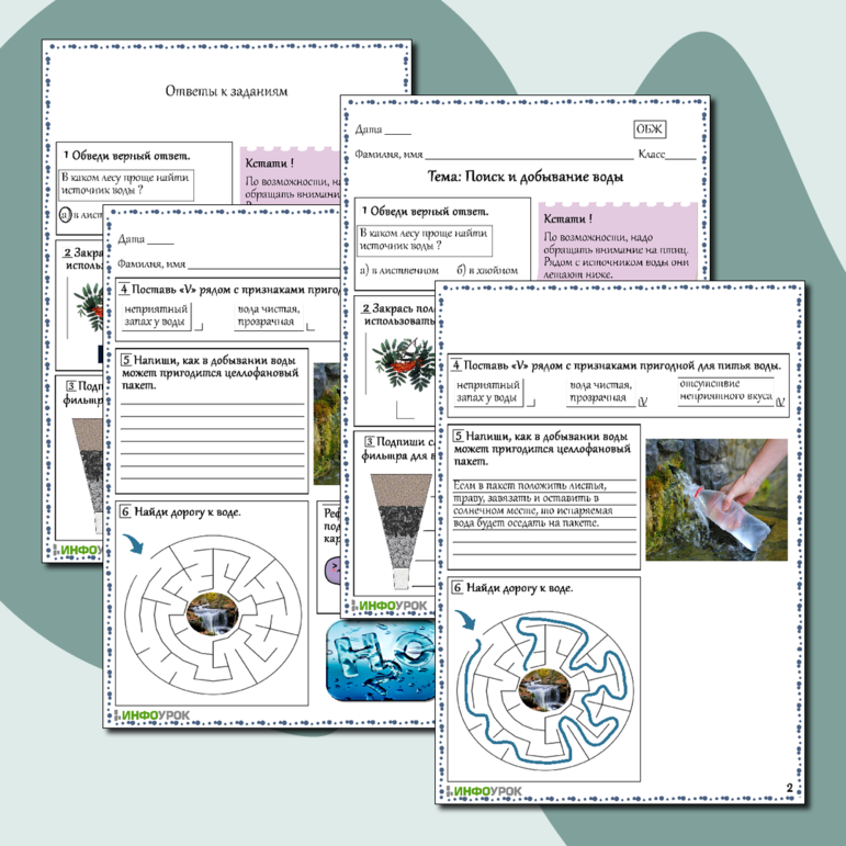 Рабочий лист для ОБЖ Поиск и добывание воды