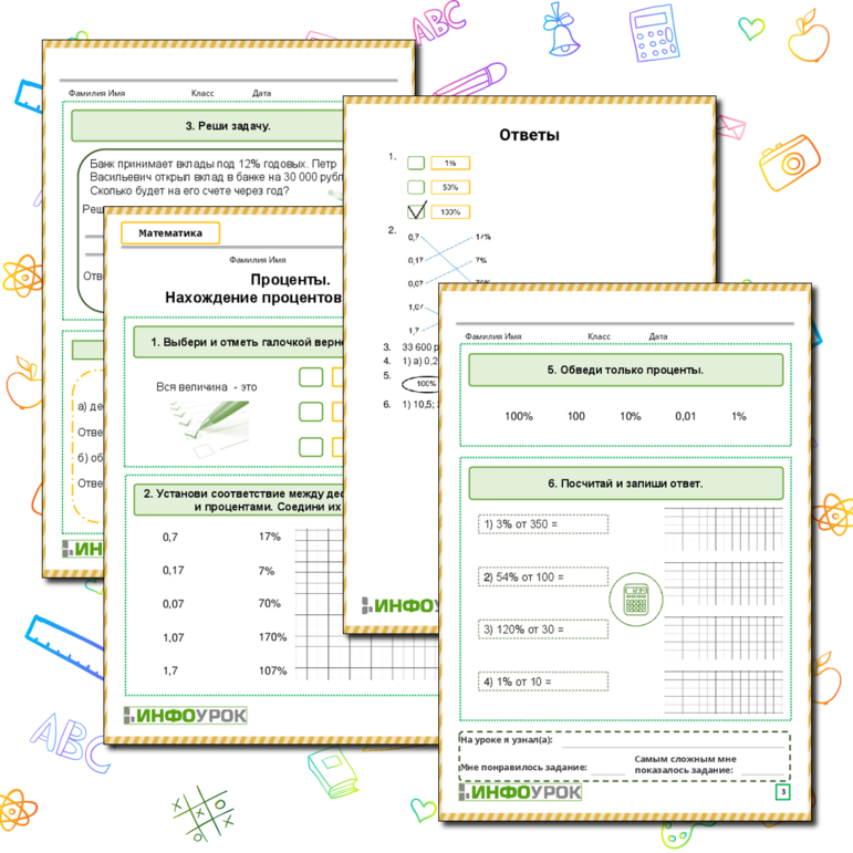 Рабочий лист по математике «Проценты. Нахождение процентов от числа.»