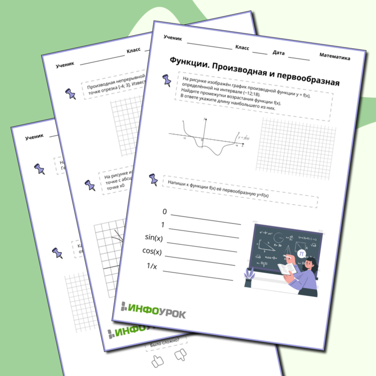Рабочие листы по алгебре на тему «Функции. Производная и первообразная»