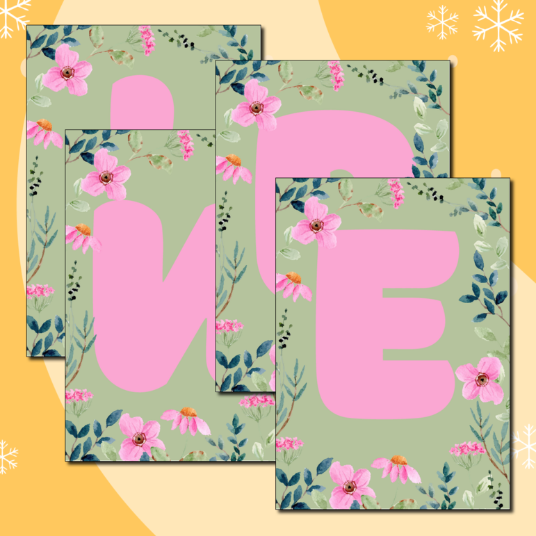Растяжка «С Днём матери!» Розовые буквы + рамка из цветов