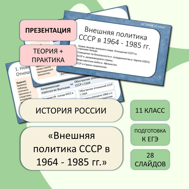 Презентация «Внешняя политика СССР в 1964 - 1985 гг.» 11 класс