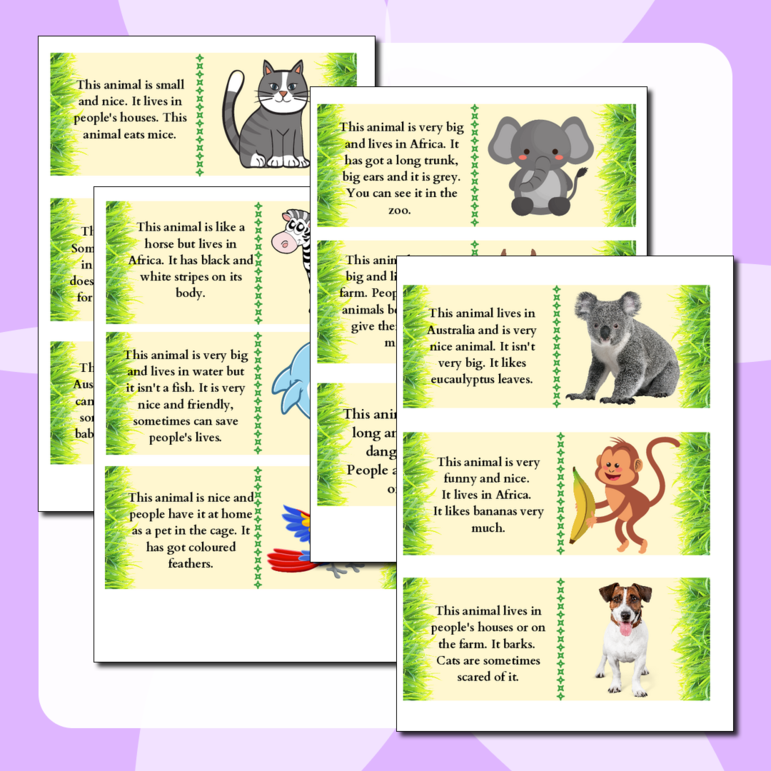 Карточки для урока английского языка по теме «Животные»