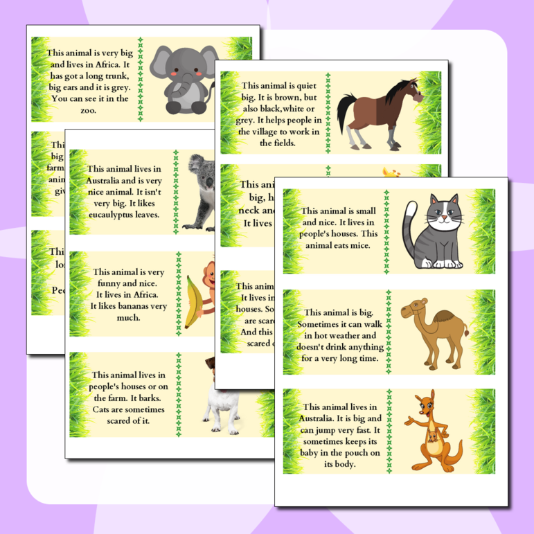Карточки для урока английского языка по теме «Животные»