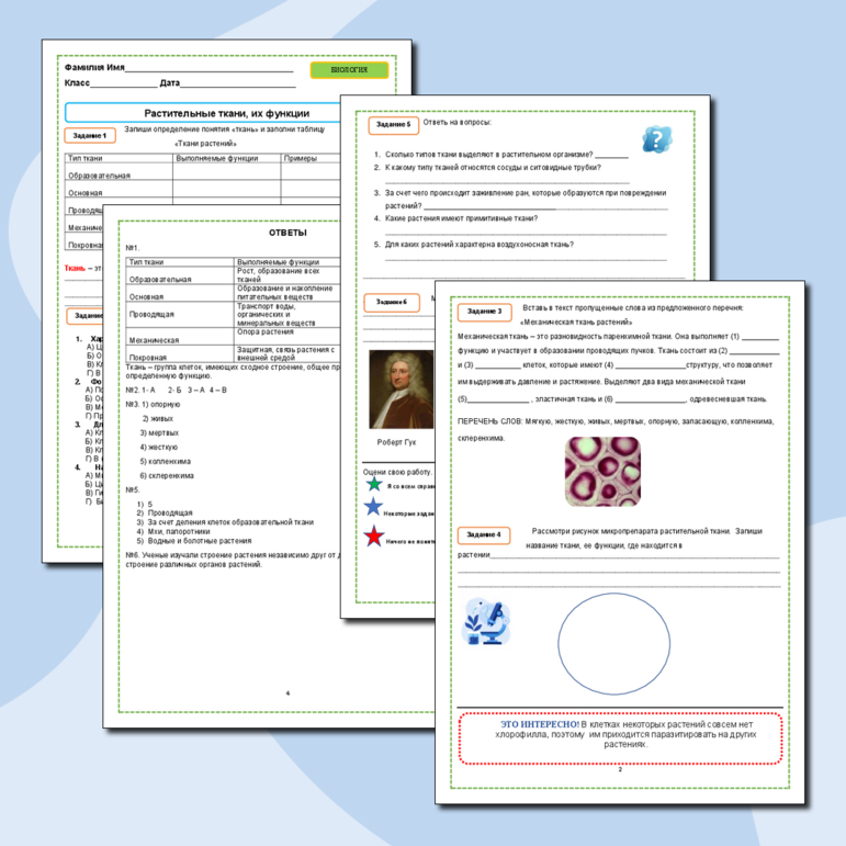 Рабочий лист по биологии 
