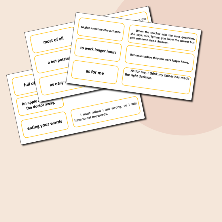 Игра Bingo Английские устойчивые выражения и идиомы. ВПР 7 класс. 30 карточек