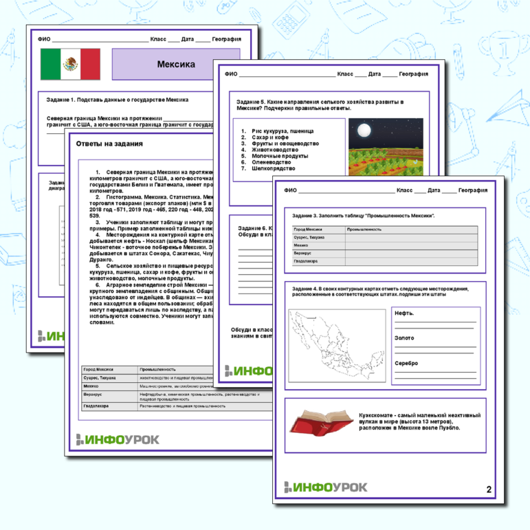 Рабочий лист по Географии. Тема: «Мексика»