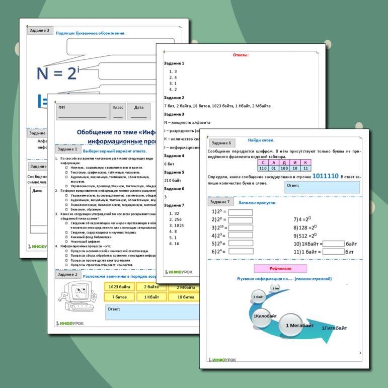 Рабочий лист. Информатика. 7 класс. Обобщение по теме 