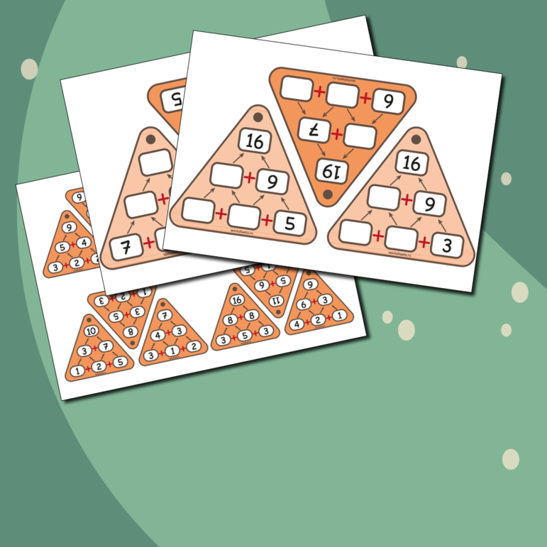 Пирамиды сложения до 20 - карточки (54 шт.)