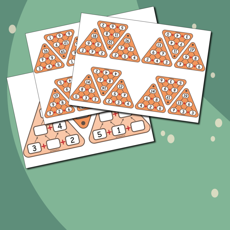 Пирамиды сложения до 20 - карточки (54 шт.)