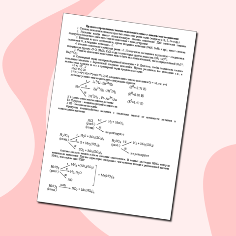 Памятка основных формул для написания реакций по химии по теме 