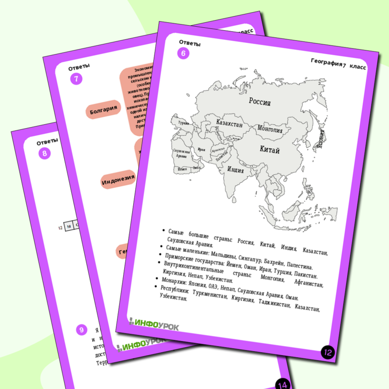 Рабочий лист по географии “Политическая карта Евразии”