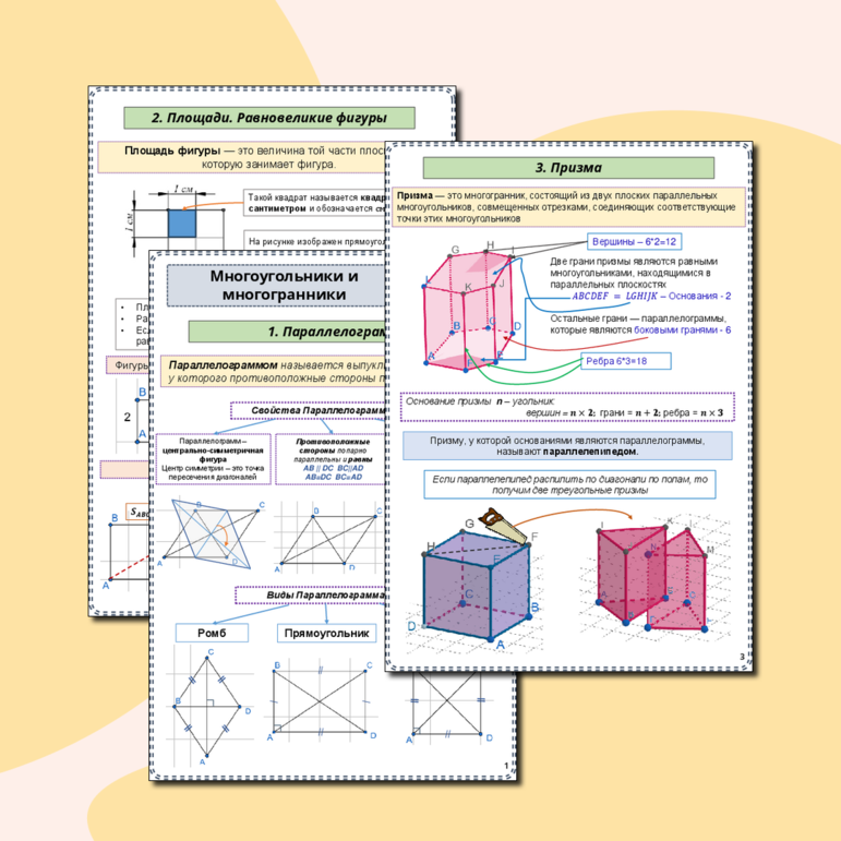 Рабочие листы и Теория «Многоугольники и многогранники»