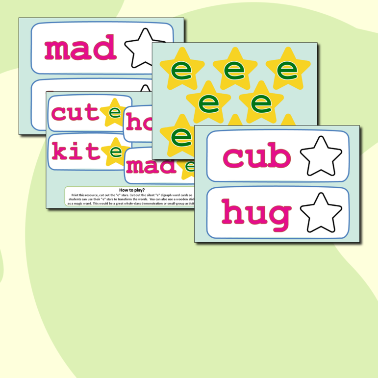 Карточки для уроков английского языка (Magic 'e')