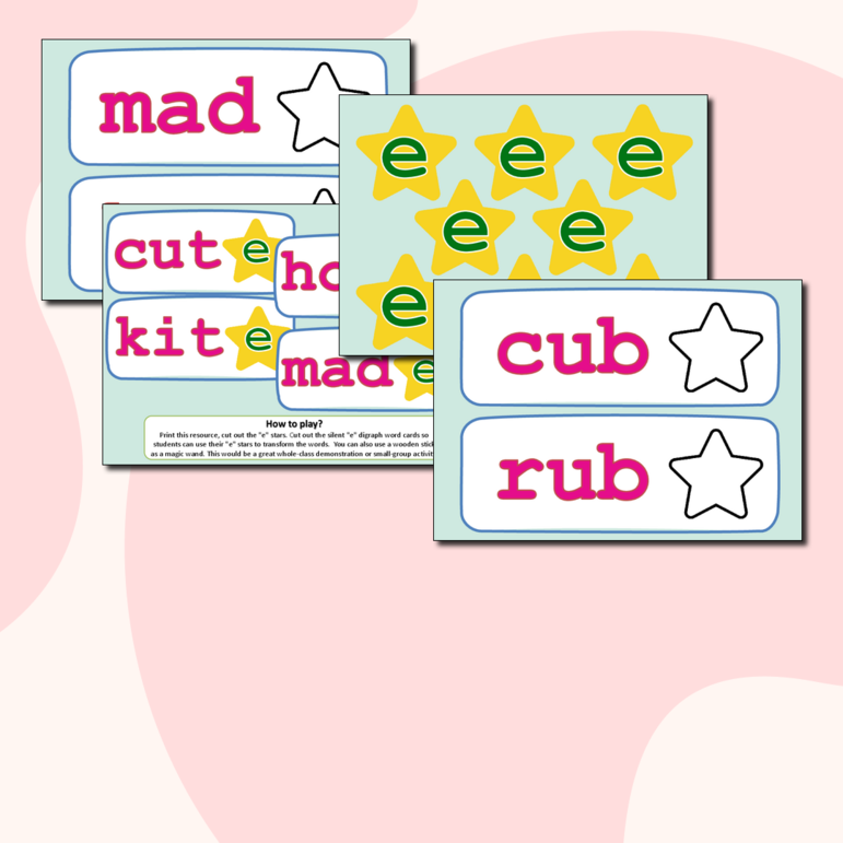 Карточки для уроков английского языка (Magic 'e')