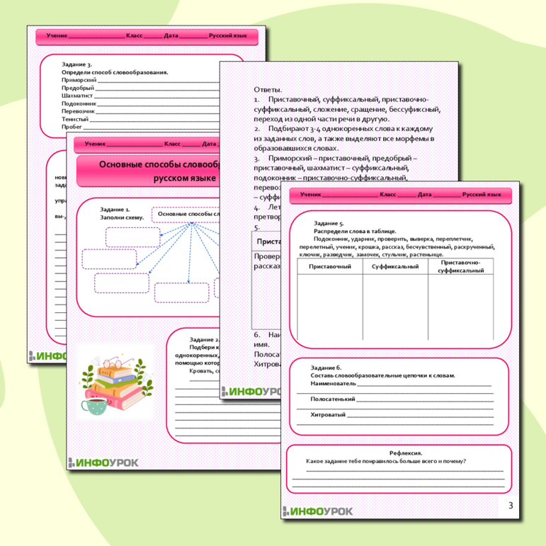 Рабочий лист к уроку русского языка в 6 классе «Основные способы словообразования в русском языке»