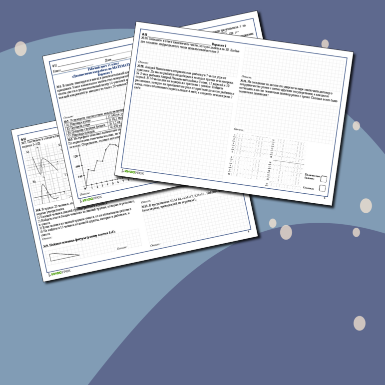 Рабочий лист 11 класс «Диагностическая работа №1 по математике в форме ЕГЭ, пробные, тренировочные варианты ЕГЭ»