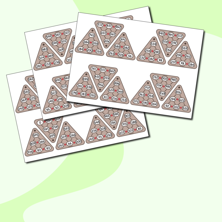 Пирамиды сложения до 1000 - карточки (54 шт.)
