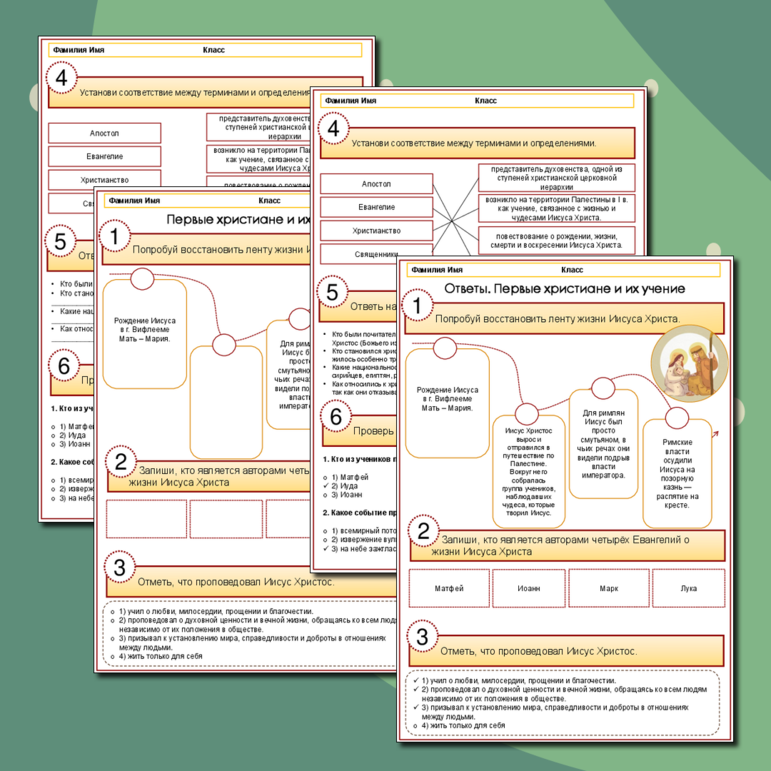 Рабочий лист по истории. 5 класс. Первые христиане и их учение.
