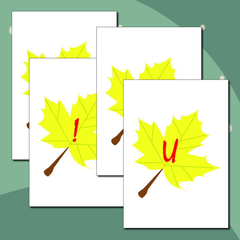 Материал на 1 сентября (открытка, листья для фотосессии, мальчик и девочка для украшения кабинета)