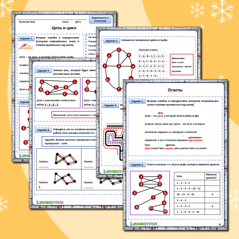 Рабочий лист к уроку по Вероятности и статистике 7 класс «Цепь и цикл»