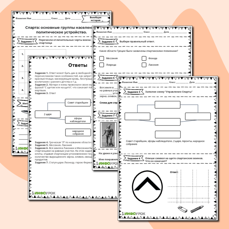 Рабочий лист «Спарта: основные группы населения, политическое устройство». Всеобщая история. 5 класс