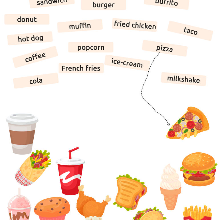 Fast Food, Junk Food. Рабочий лист по английскому языку по теме 