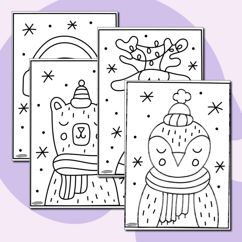 Смешные новогодние раскраски для малышей. Серия 6 листов