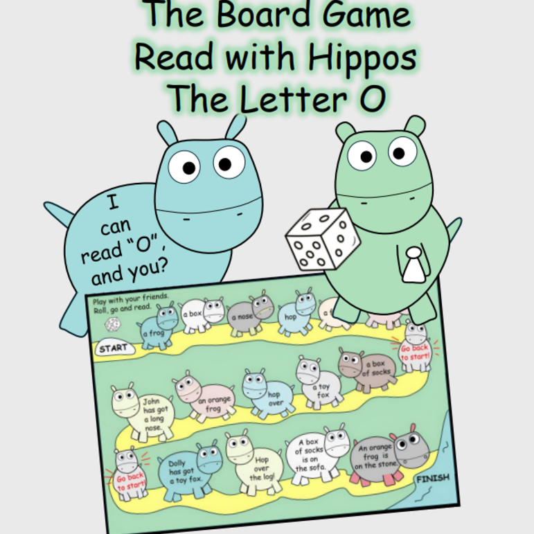Дидактическая игра по английскому языку для тренировки чтения «Reading with Hippos / The Letter «O» (Читаем букву О с бегемотиками)»