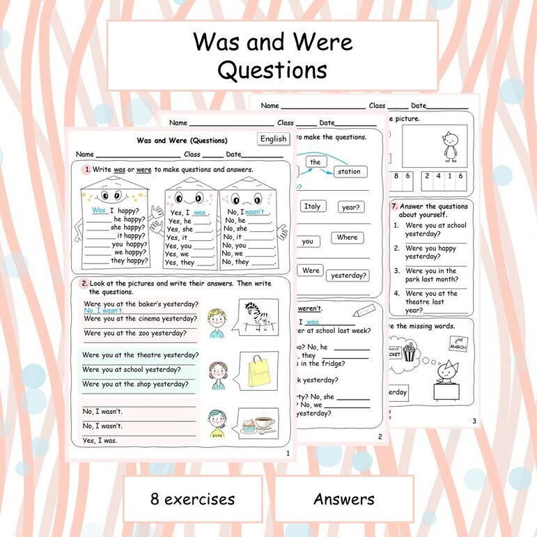Рабочий лист по английскому языку «Was and Were (Questions) / Глаголы Was и Were в вопросительных предложениях»