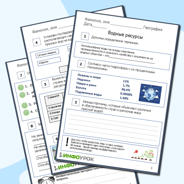 Рабочий лист для уроков географии по теме 