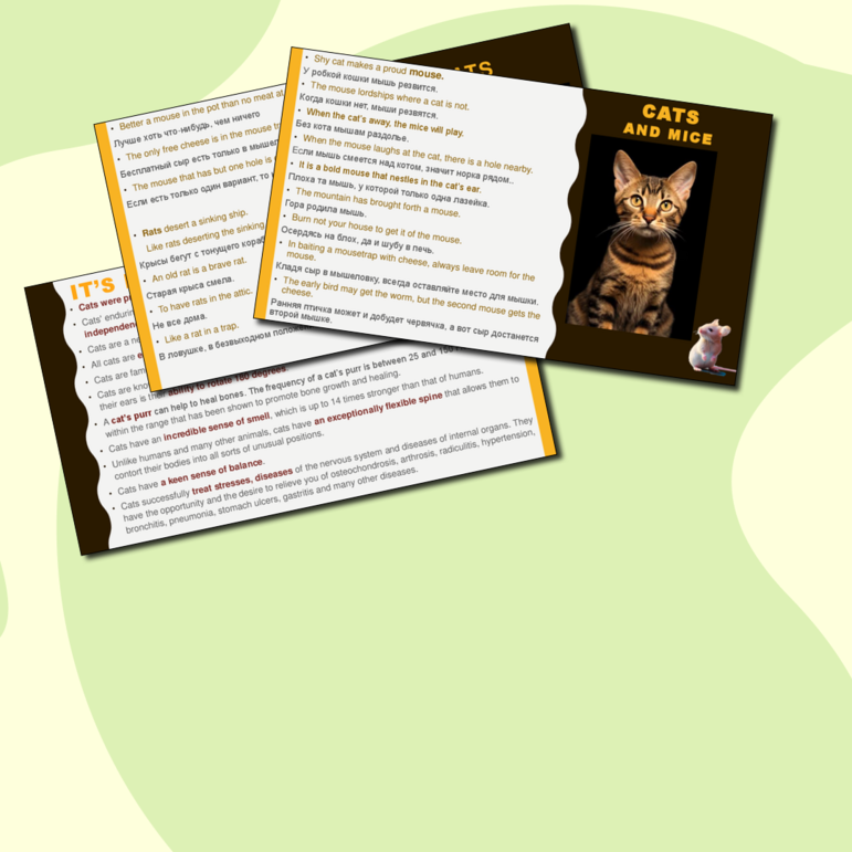 Сборник материалов для английского языка №1 Кошки - Cats из цикла Животные