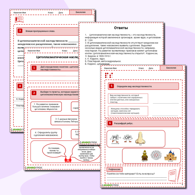 Рабочий лист Цитоплазматическая наследственность