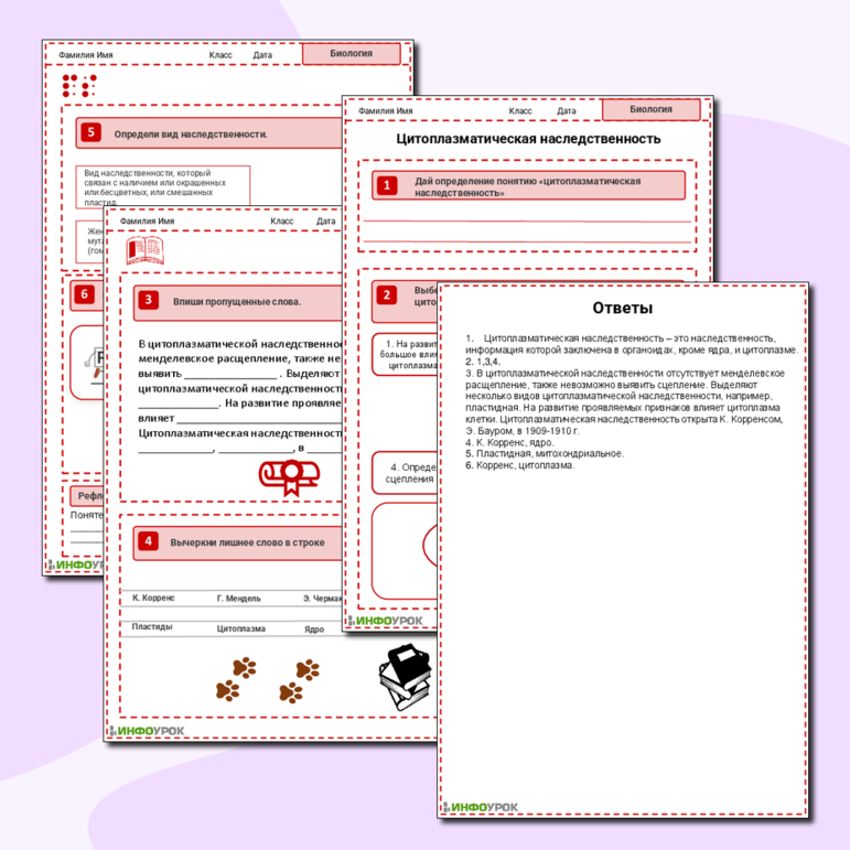 Рабочий лист Цитоплазматическая наследственность