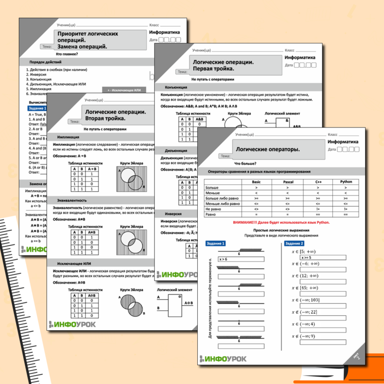 Рабочий лист. Информатика. Алгебра логики.